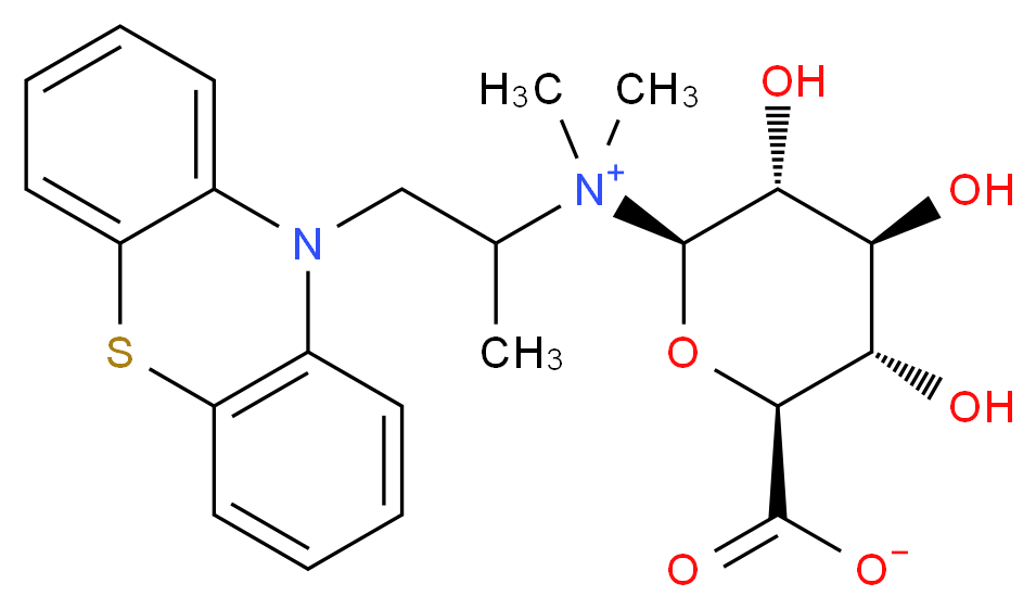 (2S,3S,4S,5R,6R)-6-{dimethyl[1-(10H-phenothiazin-10-yl)propan-2-yl]azaniumyl}-3,4,5-trihydroxyoxane-2-carboxylate_分子结构_CAS_137908-81-7