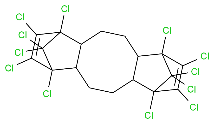 1,6,7,8,9,14,15,16,17,17,18,18-dodecachloropentacyclo[12.2.1.1<sup>6</sup>,<sup>9</sup>.0<sup>2</sup>,<sup>1</sup><sup>3</sup>.0<sup>5</sup>,<sup>1</sup><sup>0</sup>]octadeca-7,15-diene_分子结构_CAS_13560-89-9