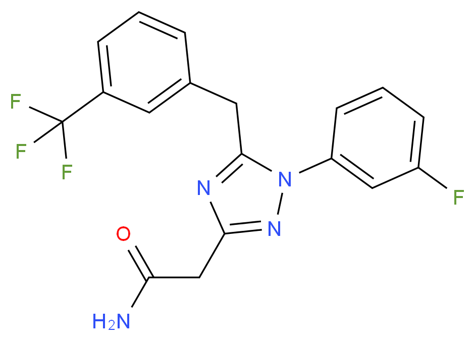 2-{1-(3-fluorophenyl)-5-[3-(trifluoromethyl)benzyl]-1H-1,2,4-triazol-3-yl}acetamide_分子结构_CAS_)