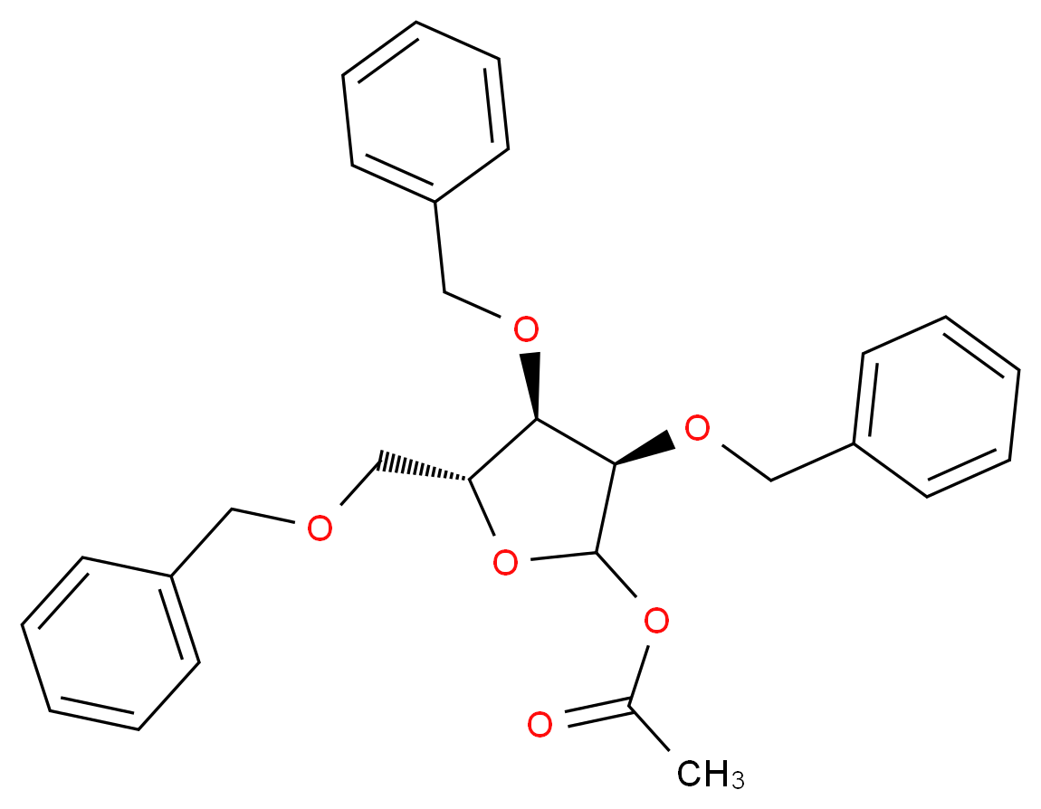 1-O-Acetyl-2,3,5-tri-O-benzyl-D-ribofuranose_分子结构_CAS_58381-23-0)