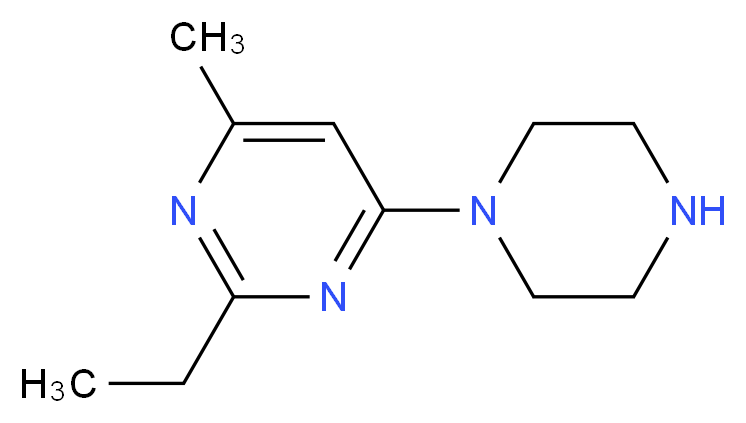 2-ethyl-4-methyl-6-(piperazin-1-yl)pyrimidine_分子结构_CAS_883540-07-6