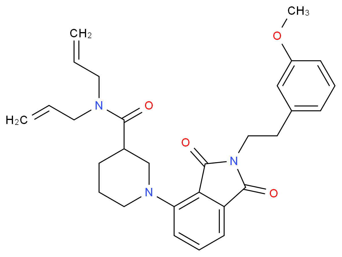 N,N-diallyl-1-{2-[2-(3-methoxyphenyl)ethyl]-1,3-dioxo-2,3-dihydro-1H-isoindol-4-yl}-3-piperidinecarboxamide_分子结构_CAS_)