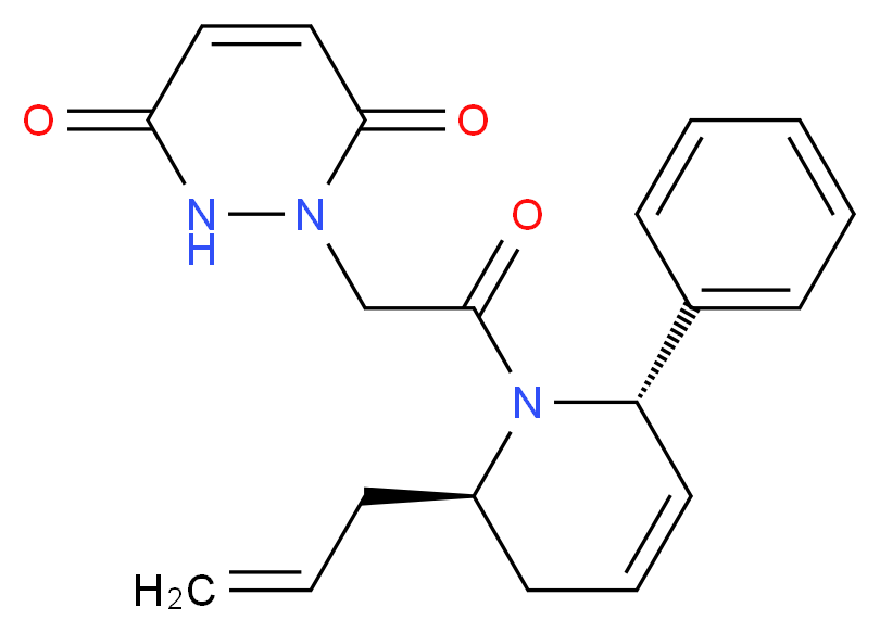 1-{2-[(2R*,6S*)-2-allyl-6-phenyl-3,6-dihydropyridin-1(2H)-yl]-2-oxoethyl}-1,2-dihydropyridazine-3,6-dione_分子结构_CAS_)