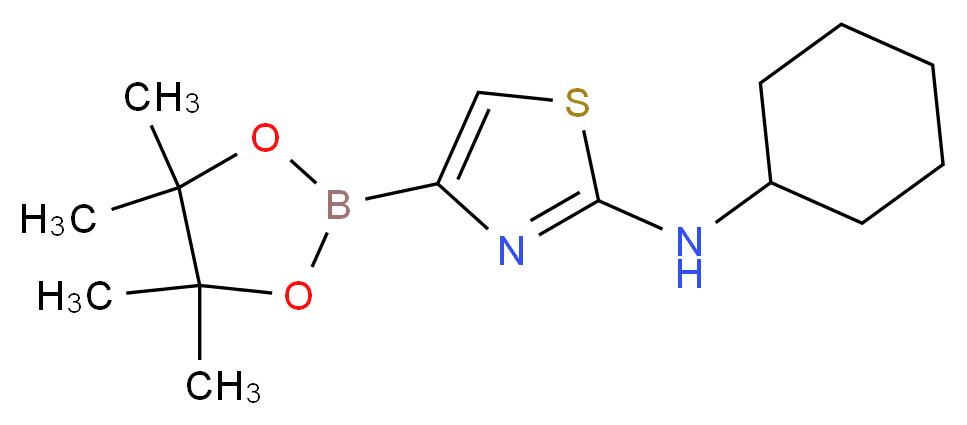 2-(CYCLOHEXYLAMINO)THIAZOLE-4-BORONIC ACID PINACOL ESTER_分子结构_CAS_)