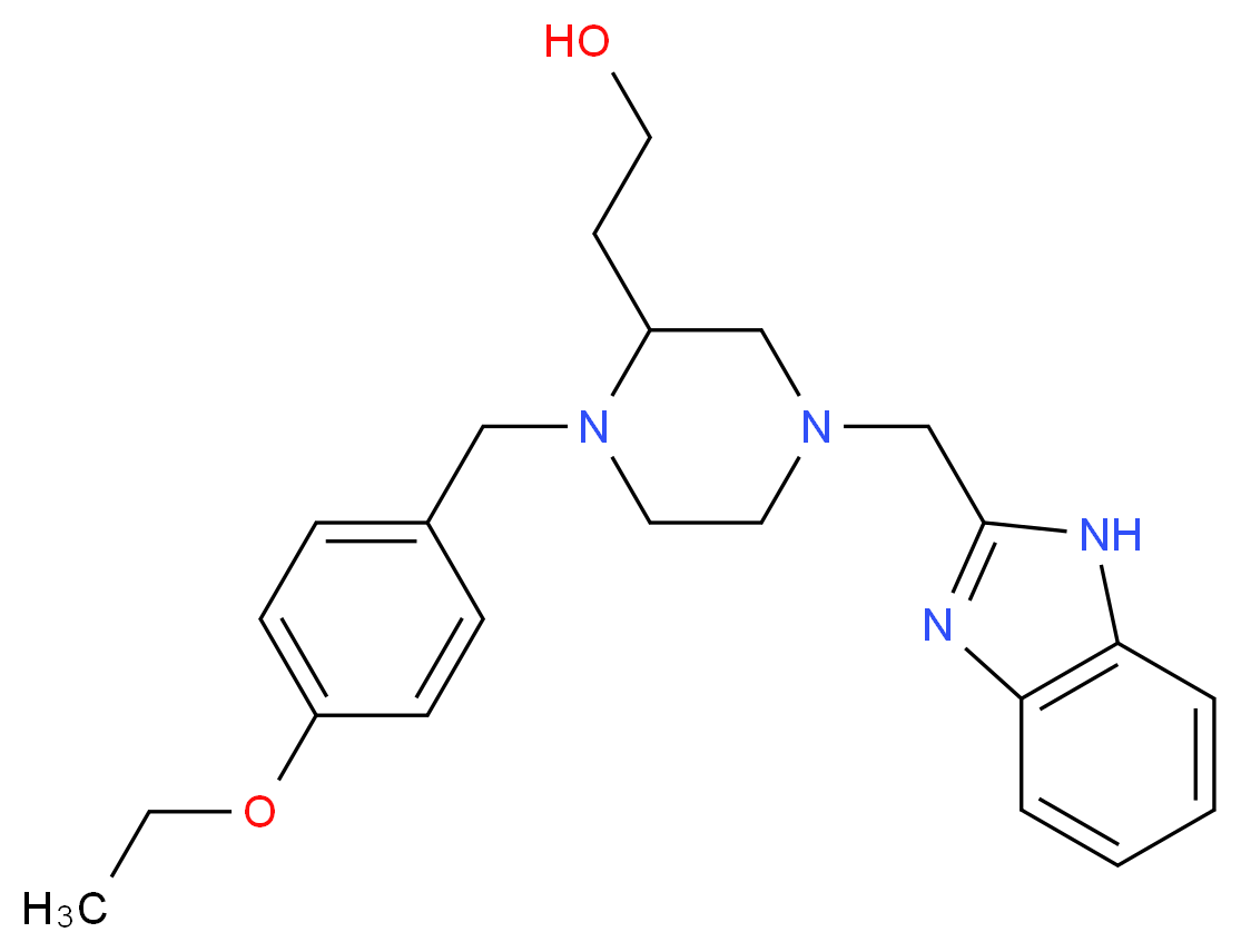 2-[4-(1H-benzimidazol-2-ylmethyl)-1-(4-ethoxybenzyl)-2-piperazinyl]ethanol_分子结构_CAS_)