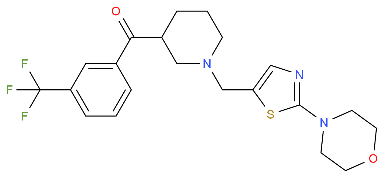 (1-{[2-(4-morpholinyl)-1,3-thiazol-5-yl]methyl}-3-piperidinyl)[3-(trifluoromethyl)phenyl]methanone_分子结构_CAS_)