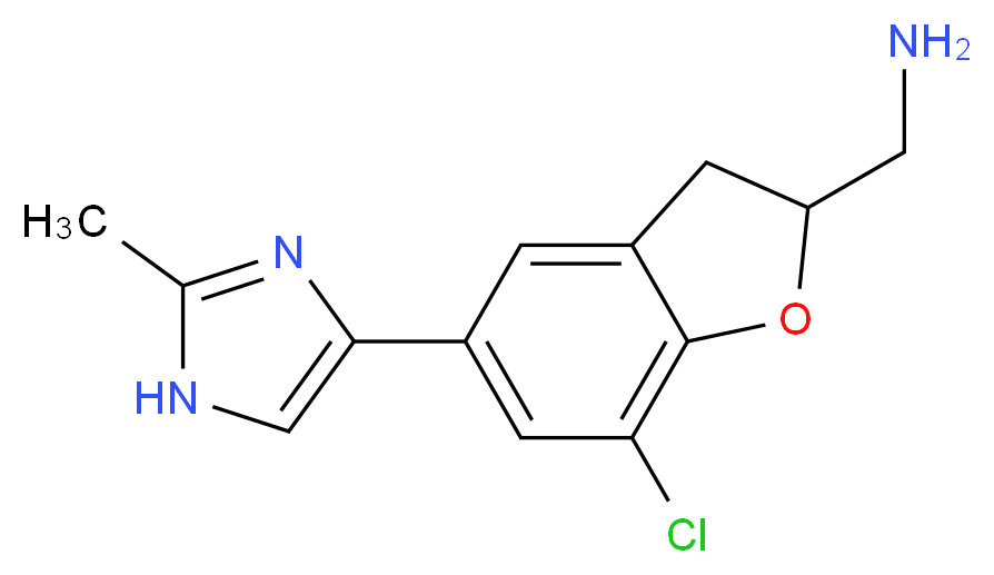 1-[7-chloro-5-(2-methyl-1H-imidazol-4-yl)-2,3-dihydro-1-benzofuran-2-yl]methanamine_分子结构_CAS_)