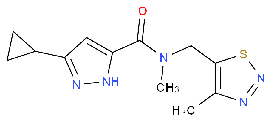 3-cyclopropyl-N-methyl-N-[(4-methyl-1,2,3-thiadiazol-5-yl)methyl]-1H-pyrazole-5-carboxamide_分子结构_CAS_)