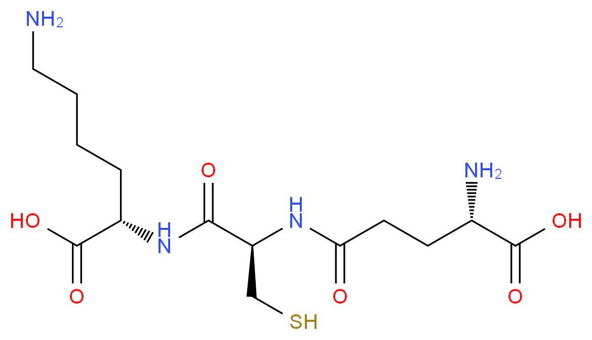 (2S)-6-amino-2-[(2R)-2-[(4S)-4-amino-4-carboxybutanamido]-3-sulfanylpropanamido]hexanoic acid_分子结构_CAS_128960-73-6