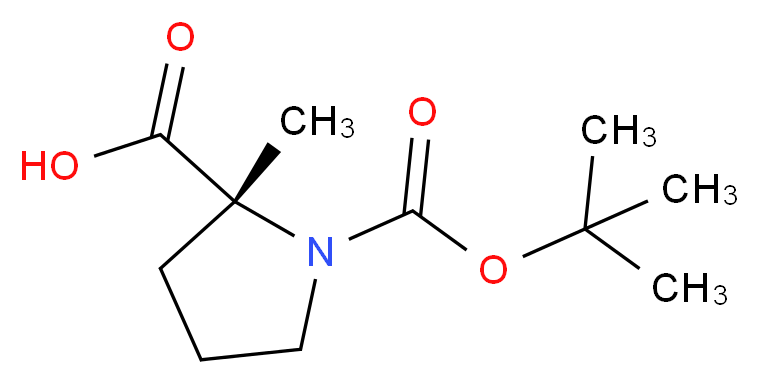 (2R)-1-[(tert-butoxy)carbonyl]-2-methylpyrrolidine-2-carboxylic acid_分子结构_CAS_166170-15-6