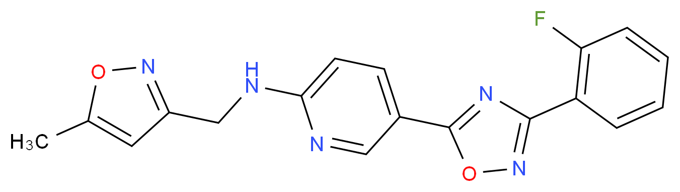5-[3-(2-fluorophenyl)-1,2,4-oxadiazol-5-yl]-N-[(5-methyl-3-isoxazolyl)methyl]-2-pyridinamine_分子结构_CAS_)