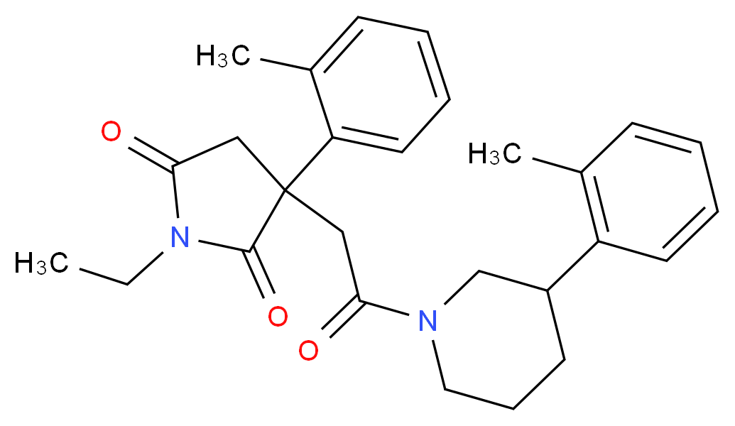 1-ethyl-3-(2-methylphenyl)-3-{2-[3-(2-methylphenyl)-1-piperidinyl]-2-oxoethyl}-2,5-pyrrolidinedione_分子结构_CAS_)