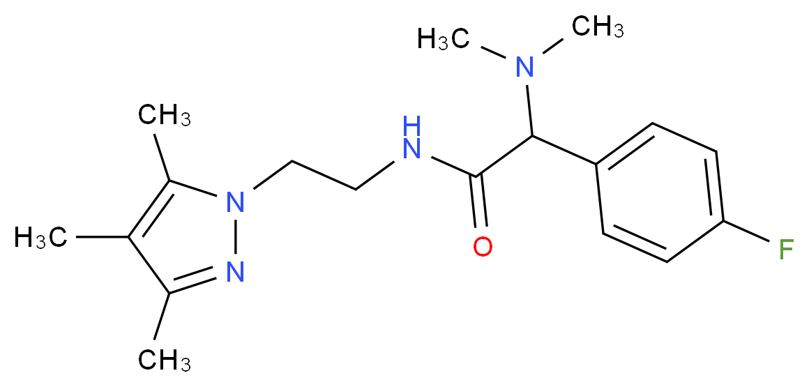 2-(dimethylamino)-2-(4-fluorophenyl)-N-[2-(3,4,5-trimethyl-1H-pyrazol-1-yl)ethyl]acetamide_分子结构_CAS_)
