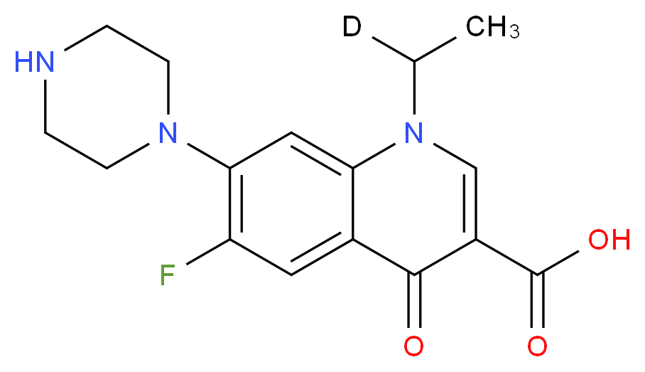 1-[(1-<sup>2</sup>H<sub>1</sub>)ethyl]-6-fluoro-4-oxo-7-(piperazin-1-yl)-1,4-dihydroquinoline-3-carboxylic acid_分子结构_CAS_1015856-57-1