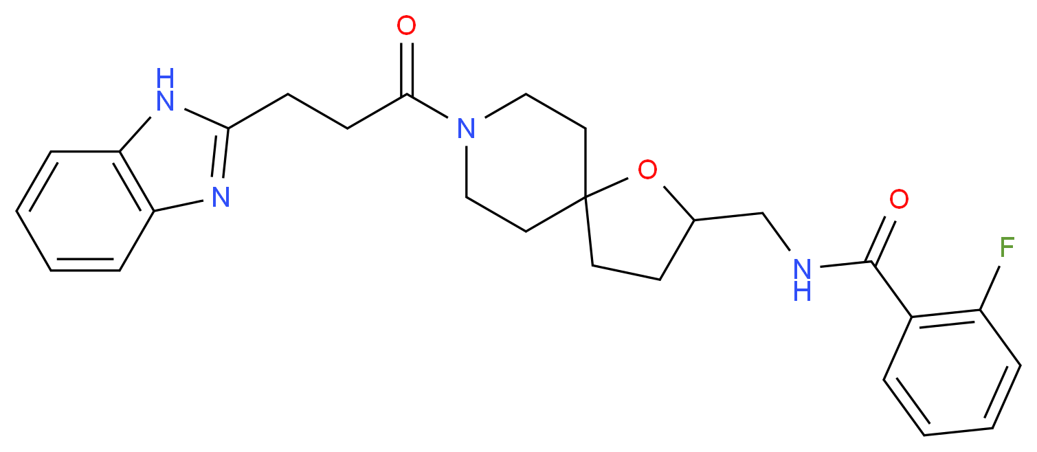 N-({8-[3-(1H-benzimidazol-2-yl)propanoyl]-1-oxa-8-azaspiro[4.5]dec-2-yl}methyl)-2-fluorobenzamide_分子结构_CAS_)
