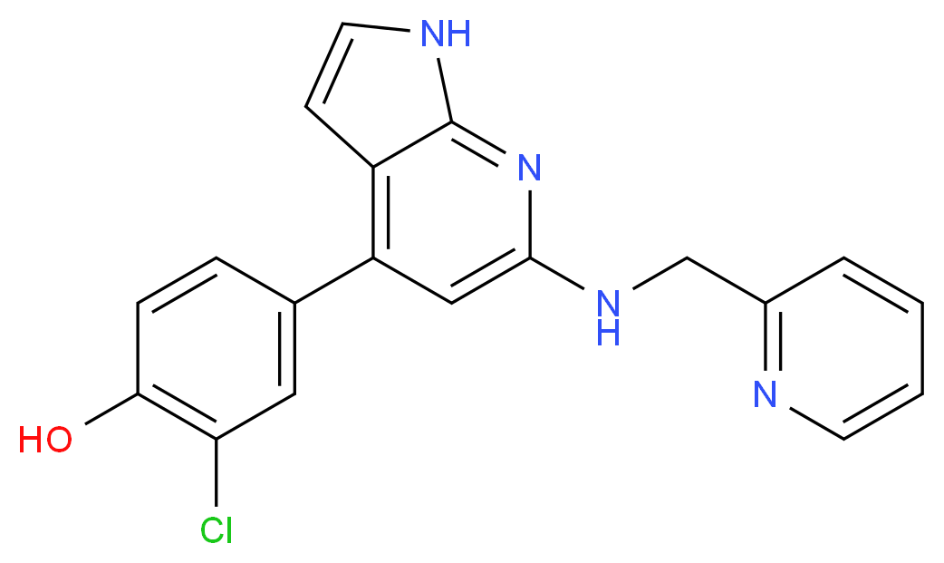 2-chloro-4-{6-[(pyridin-2-ylmethyl)amino]-1H-pyrrolo[2,3-b]pyridin-4-yl}phenol_分子结构_CAS_)