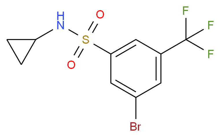 3-bromo-N-cyclopropyl-5-(trifluoromethyl)benzene-1-sulfonamide_分子结构_CAS_951884-61-0