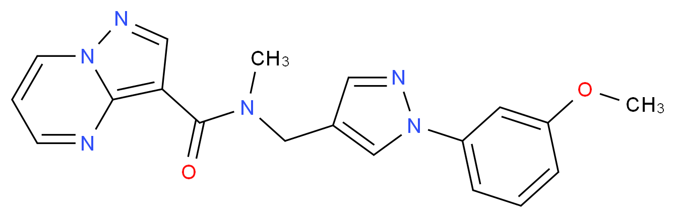 N-{[1-(3-methoxyphenyl)-1H-pyrazol-4-yl]methyl}-N-methylpyrazolo[1,5-a]pyrimidine-3-carboxamide_分子结构_CAS_)