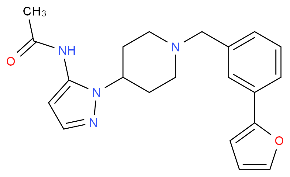 N-(1-{1-[3-(2-furyl)benzyl]-4-piperidinyl}-1H-pyrazol-5-yl)acetamide_分子结构_CAS_)