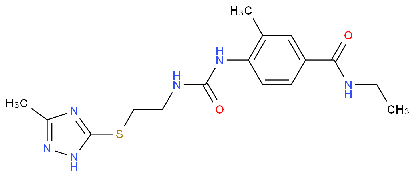 N-ethyl-3-methyl-4-{[({2-[(3-methyl-1H-1,2,4-triazol-5-yl)thio]ethyl}amino)carbonyl]amino}benzamide_分子结构_CAS_)