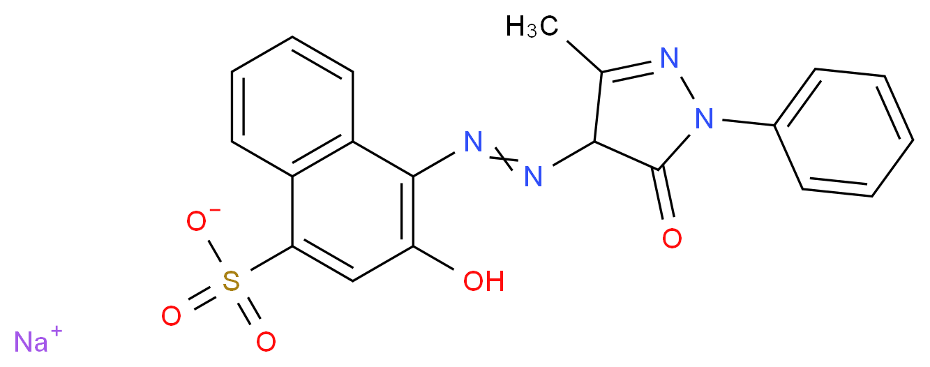 sodium 3-hydroxy-4-[2-(3-methyl-5-oxo-1-phenyl-4,5-dihydro-1H-pyrazol-4-yl)diazen-1-yl]naphthalene-1-sulfonate_分子结构_CAS_3618-63-1