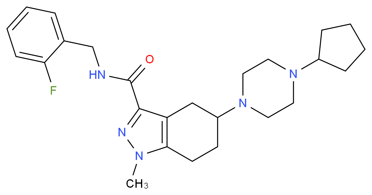 5-(4-cyclopentyl-1-piperazinyl)-N-(2-fluorobenzyl)-1-methyl-4,5,6,7-tetrahydro-1H-indazole-3-carboxamide_分子结构_CAS_)