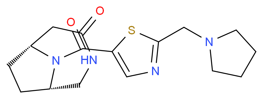 (1S*,6R*)-9-{[2-(pyrrolidin-1-ylmethyl)-1,3-thiazol-5-yl]carbonyl}-3,9-diazabicyclo[4.2.1]nonan-4-one_分子结构_CAS_)
