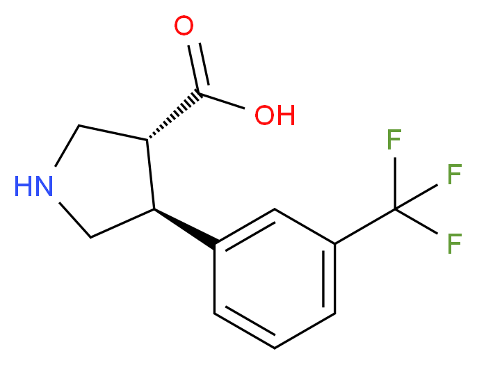 (3R,4S)-4-(3-(trifluoromethyl)phenyl)pyrrolidine-3-carboxylic acid_分子结构_CAS_1260595-67-2)