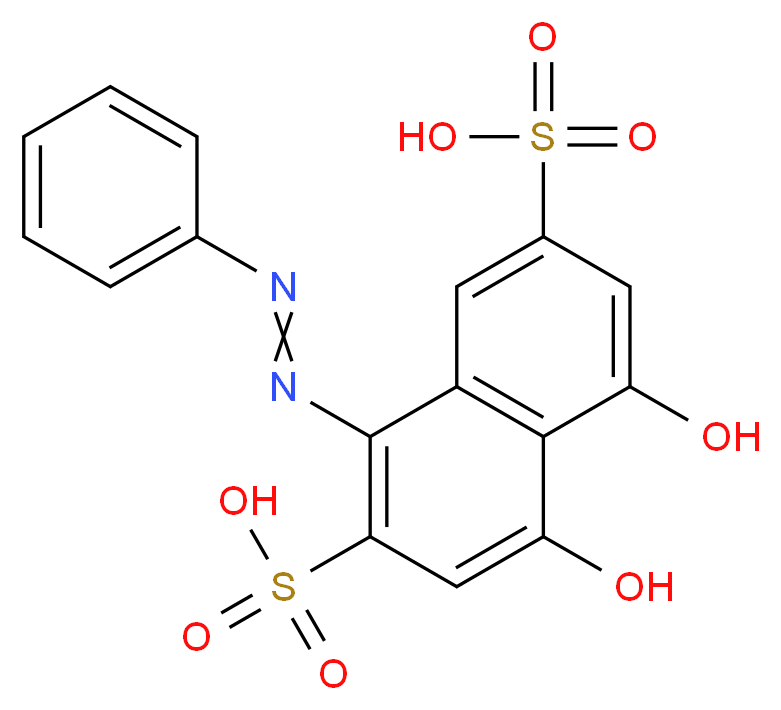 4,5-dihydroxy-1-(2-phenyldiazen-1-yl)naphthalene-2,7-disulfonic acid_分子结构_CAS_548-80-1