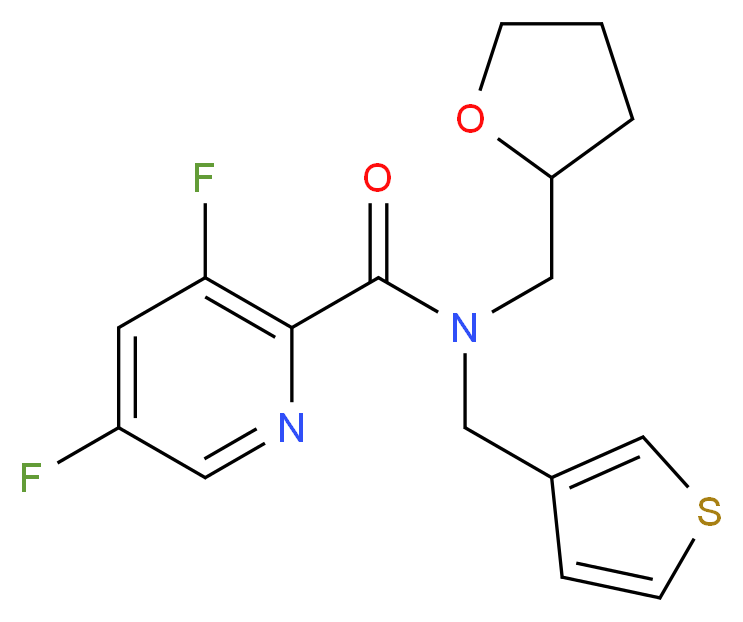 3,5-difluoro-N-(tetrahydrofuran-2-ylmethyl)-N-(3-thienylmethyl)pyridine-2-carboxamide_分子结构_CAS_)