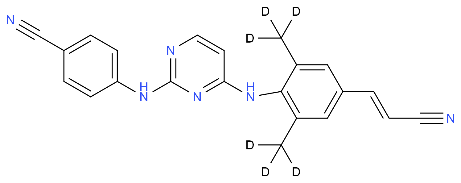 4-{[4-({4-[(1E)-2-cyanoeth-1-en-1-yl]-2,6-bis(<sup>2</sup>H<sub>3</sub>)methylphenyl}amino)pyrimidin-2-yl]amino}benzonitrile_分子结构_CAS_1312424-26-2