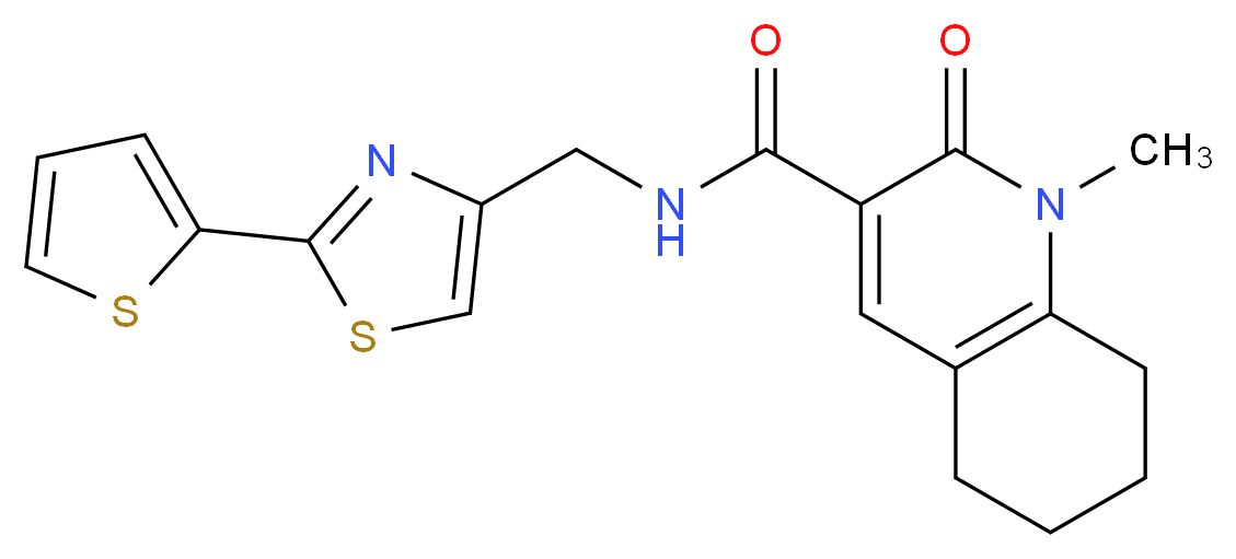 1-methyl-2-oxo-N-{[2-(2-thienyl)-1,3-thiazol-4-yl]methyl}-1,2,5,6,7,8-hexahydroquinoline-3-carboxamide_分子结构_CAS_)
