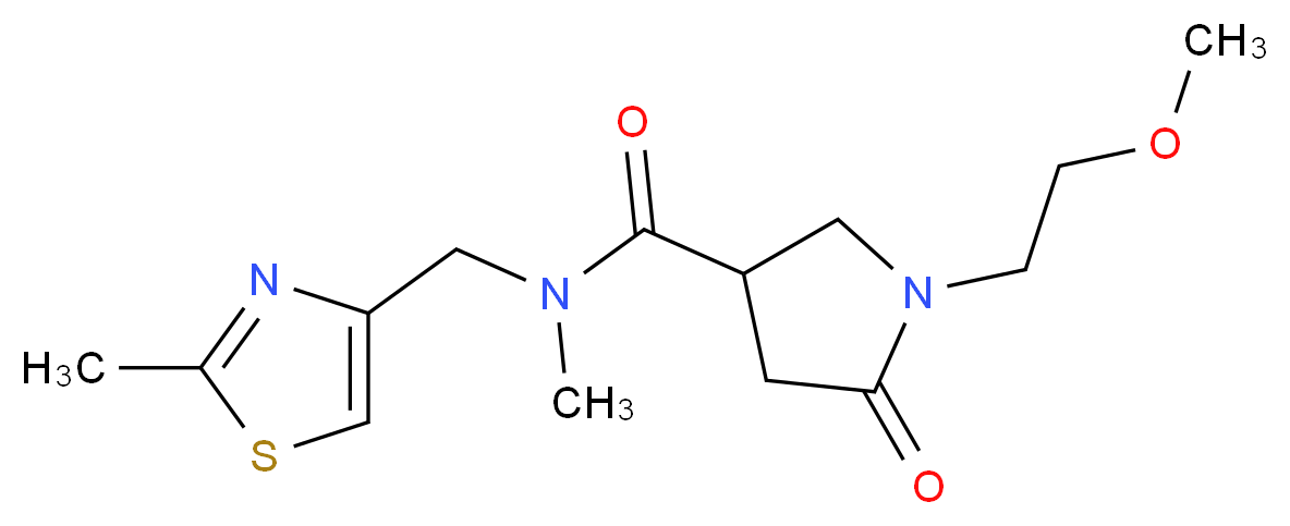 1-(2-methoxyethyl)-N-methyl-N-[(2-methyl-1,3-thiazol-4-yl)methyl]-5-oxopyrrolidine-3-carboxamide_分子结构_CAS_)