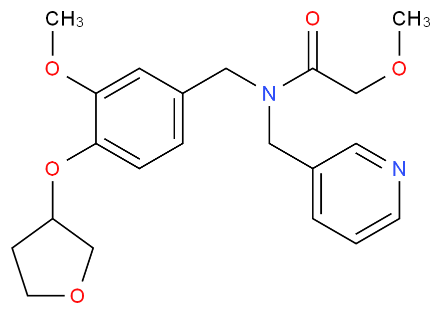 2-methoxy-N-[3-methoxy-4-(tetrahydro-3-furanyloxy)benzyl]-N-(3-pyridinylmethyl)acetamide_分子结构_CAS_)