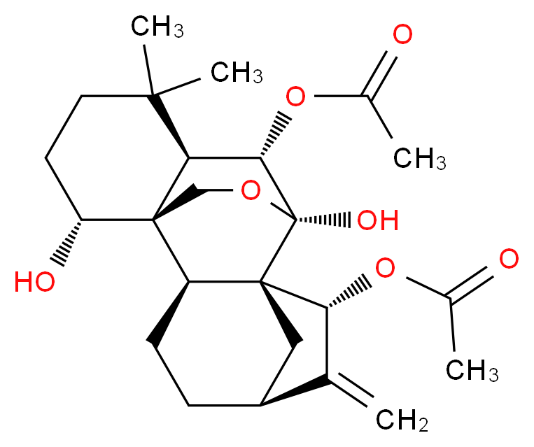 (1S,2S,5R,7R,8S,9R,10S,11R,15R)-10-(acetyloxy)-9,15-dihydroxy-12,12-dimethyl-6-methylidene-17-oxapentacyclo[7.6.2.1<sup>5</sup>,<sup>8</sup>.0<sup>1</sup>,<sup>1</sup><sup>1</sup>.0<sup>2</sup>,<sup>8</sup>]octadecan-7-yl acetate_分子结构_CAS_23811-50-9