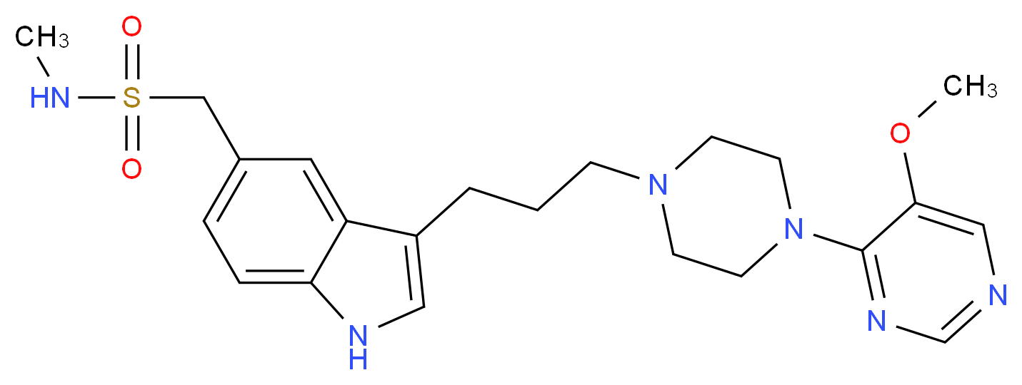 1-(3-{3-[4-(5-methoxypyrimidin-4-yl)piperazin-1-yl]propyl}-1H-indol-5-yl)-N-methylmethanesulfonamide_分子结构_CAS_151140-96-4