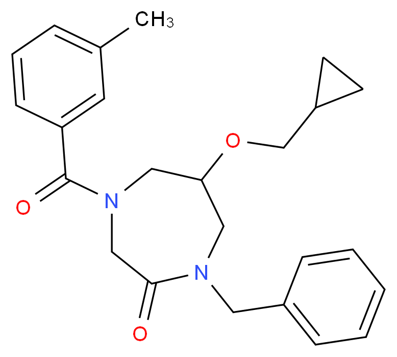 1-benzyl-6-(cyclopropylmethoxy)-4-(3-methylbenzoyl)-1,4-diazepan-2-one_分子结构_CAS_)