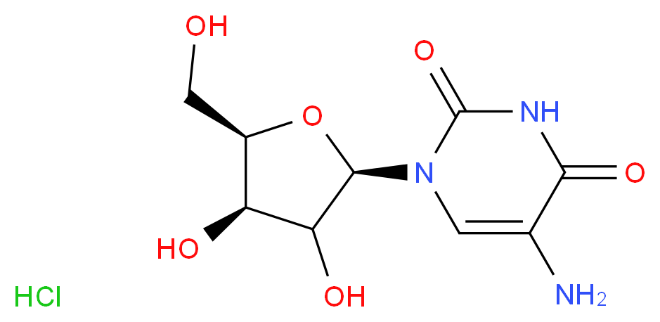 5-amino-1-[(2R,4R,5R)-3,4-dihydroxy-5-(hydroxymethyl)oxolan-2-yl]-1,2,3,4-tetrahydropyrimidine-2,4-dione hydrochloride_分子结构_CAS_116154-74-6