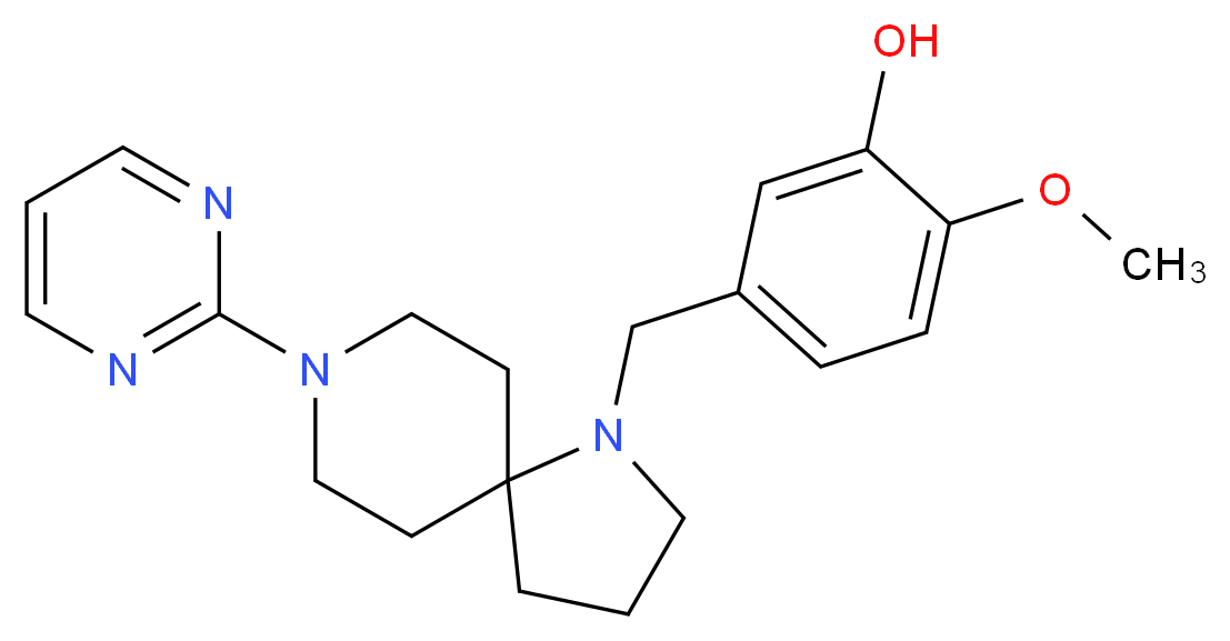 2-methoxy-5-{[8-(2-pyrimidinyl)-1,8-diazaspiro[4.5]dec-1-yl]methyl}phenol_分子结构_CAS_)