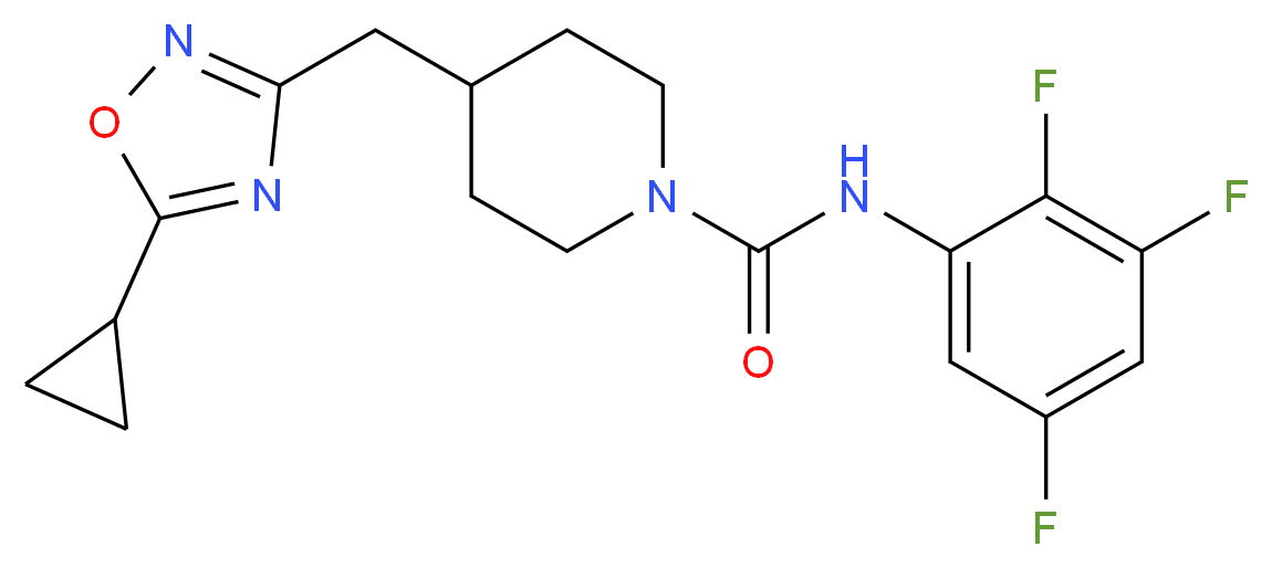 4-[(5-cyclopropyl-1,2,4-oxadiazol-3-yl)methyl]-N-(2,3,5-trifluorophenyl)piperidine-1-carboxamide_分子结构_CAS_)