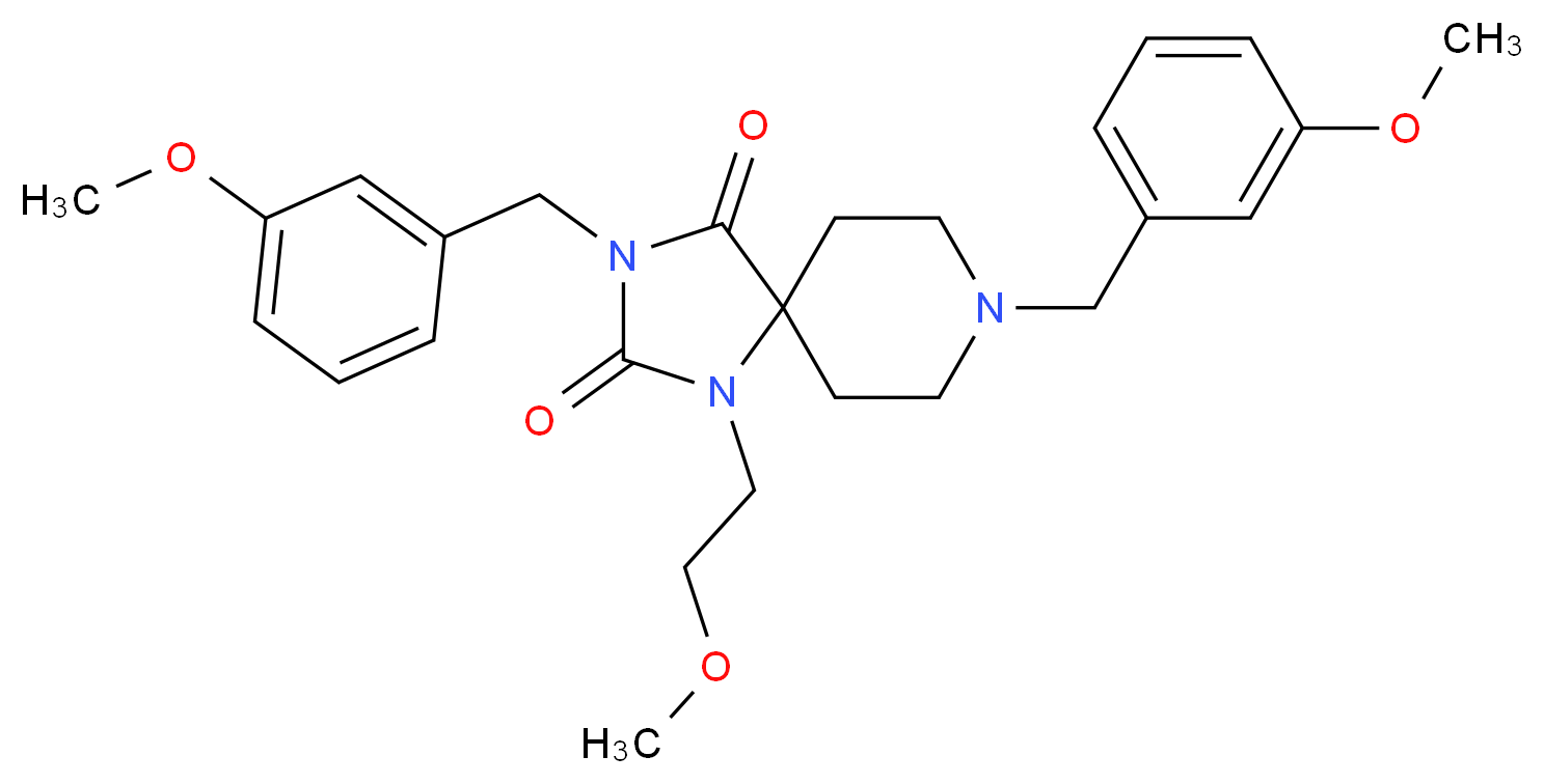 3,8-bis(3-methoxybenzyl)-1-(2-methoxyethyl)-1,3,8-triazaspiro[4.5]decane-2,4-dione_分子结构_CAS_)