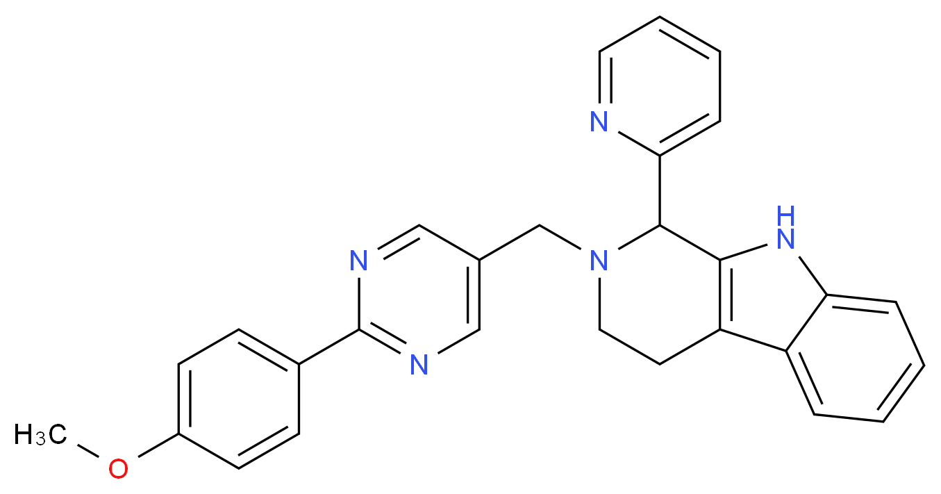 2-{[2-(4-methoxyphenyl)-5-pyrimidinyl]methyl}-1-(2-pyridinyl)-2,3,4,9-tetrahydro-1H-beta-carboline_分子结构_CAS_)