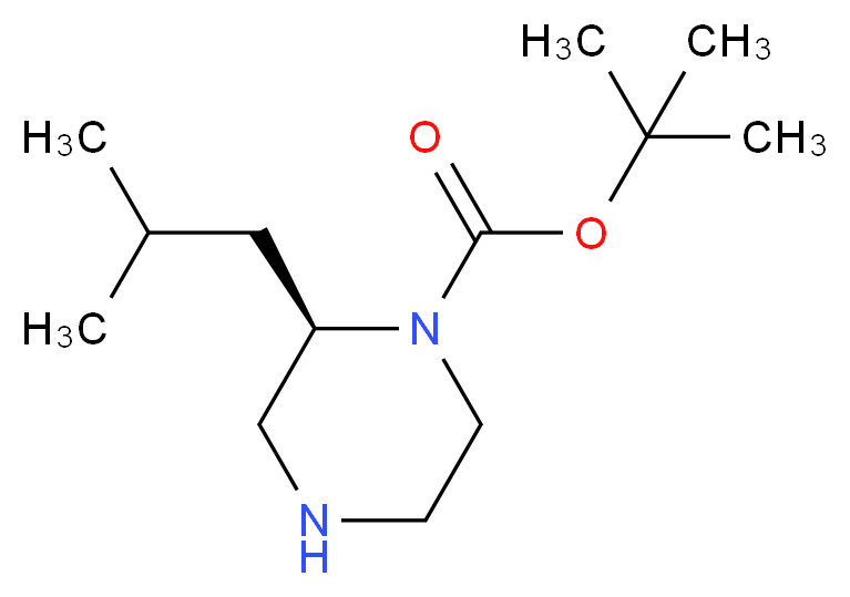 tert-butyl (2R)-2-(2-methylpropyl)piperazine-1-carboxylate_分子结构_CAS_1217599-13-7