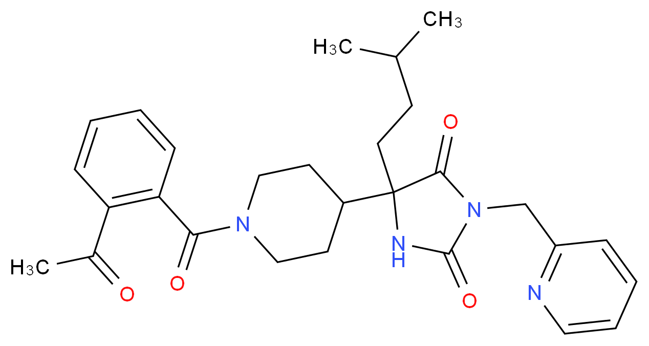 5-[1-(2-acetylbenzoyl)-4-piperidinyl]-5-(3-methylbutyl)-3-(2-pyridinylmethyl)-2,4-imidazolidinedione_分子结构_CAS_)