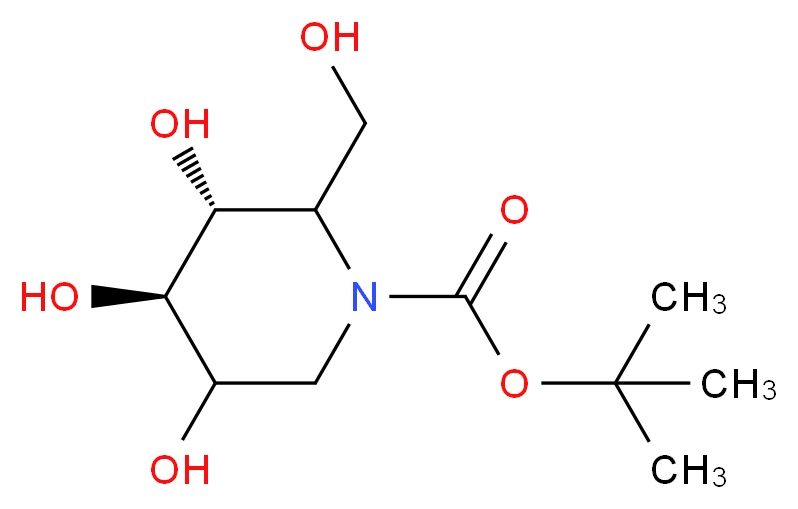 tert-butyl (3R,4R)-3,4,5-trihydroxy-2-(hydroxymethyl)piperidine-1-carboxylate_分子结构_CAS_122371-65-7