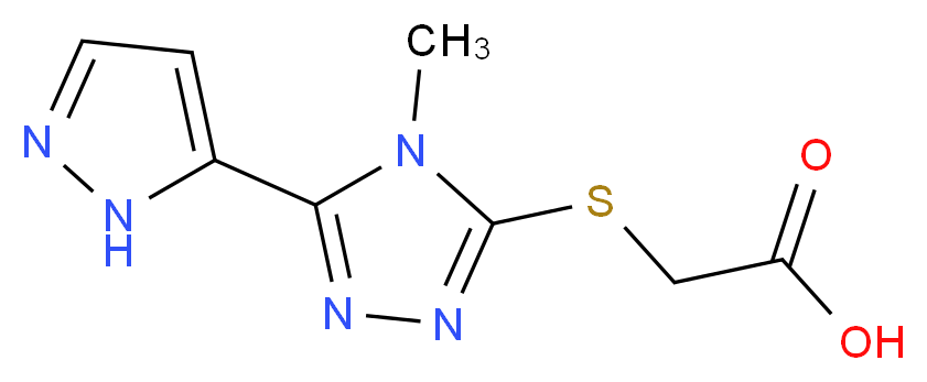 {[4-methyl-5-(1H-pyrazol-5-yl)-4H-1,2,4-triazol-3-yl]thio}acetic acid_分子结构_CAS_)