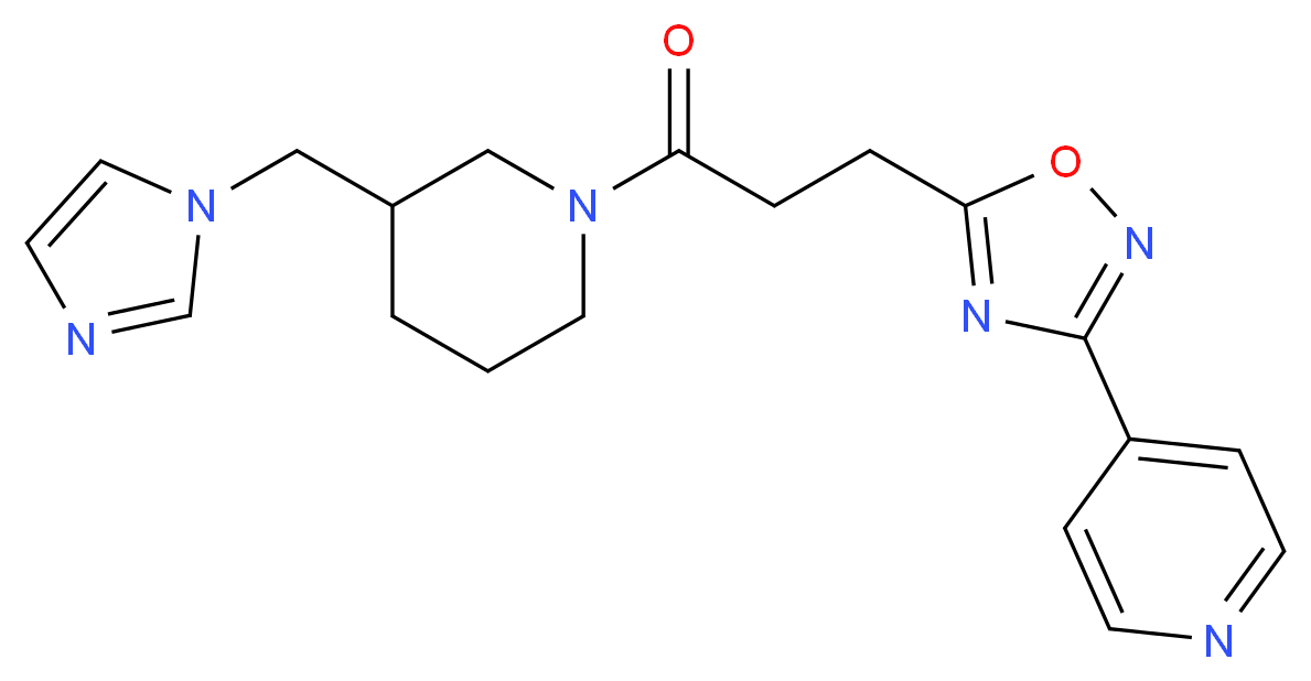 4-(5-{3-[3-(1H-imidazol-1-ylmethyl)-1-piperidinyl]-3-oxopropyl}-1,2,4-oxadiazol-3-yl)pyridine_分子结构_CAS_)