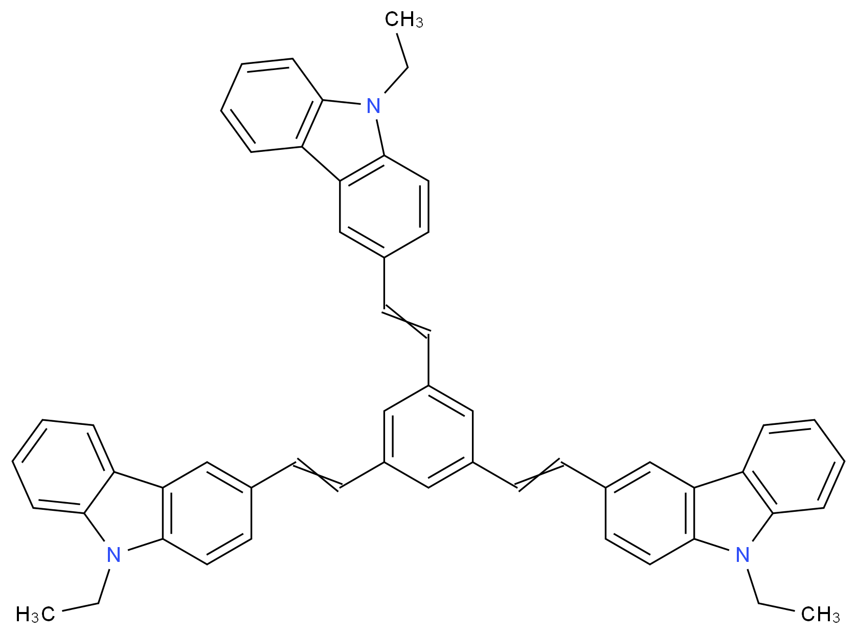 1,3,5-三(2-(9-乙基咔唑基-3)乙烯)苯_分子结构_CAS_848311-04-6)