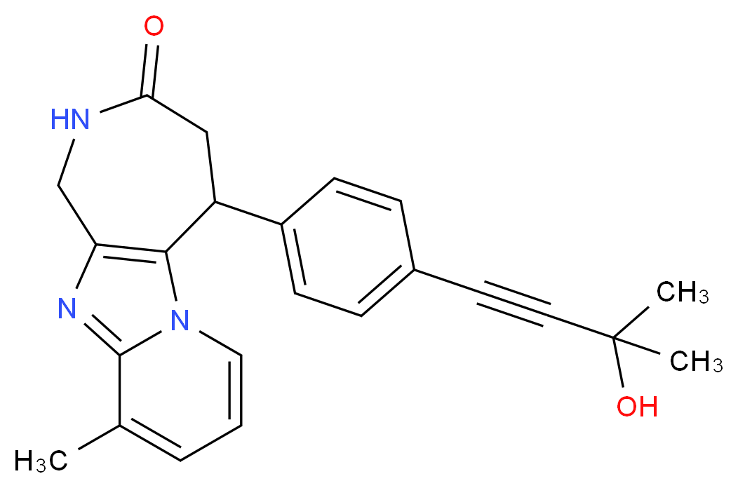 5-[4-(3-hydroxy-3-methylbut-1-yn-1-yl)phenyl]-10-methyl-1,2,4,5-tetrahydro-3H-pyrido[1',2':1,2]imidazo[4,5-c]azepin-3-one_分子结构_CAS_)