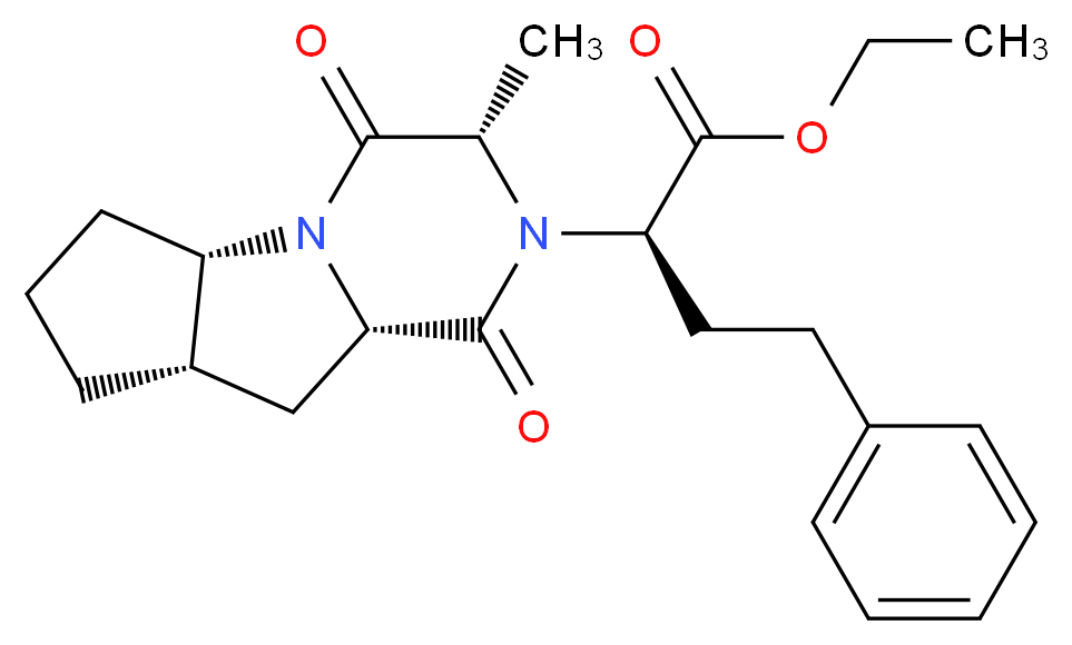 ethyl (2R)-2-[(2S,6S,8S,11S)-11-methyl-9,12-dioxo-1,10-diazatricyclo[6.4.0.0<sup>2</sup>,<sup>6</sup>]dodecan-10-yl]-4-phenylbutanoate_分子结构_CAS_108731-95-9